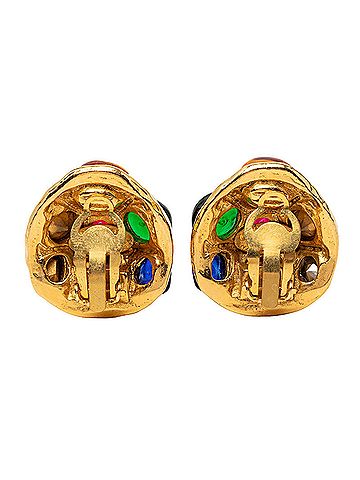 Chanel Chanel Vintage Earrings, Gold Multicolor Plated Stones, Women's CHANEL (view 2)