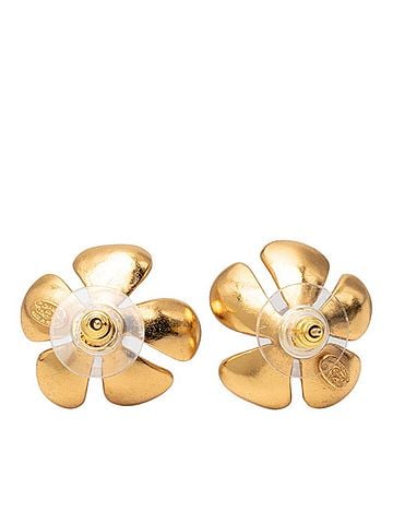 Chanel Chanel Coco Mark Flower Motif Stud Earrings, Gold Plated, Faux Pearl, Women's CHANEL (view 1)
