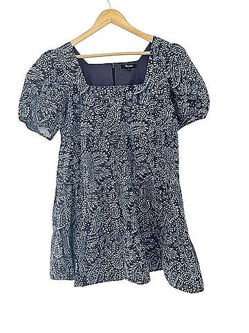 Madewell Poplin Puff-Sleeve Tiered Babydoll Dress Casual Dress (view 1)