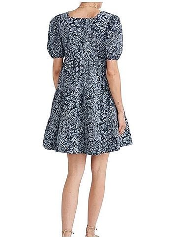 Madewell Poplin Puff-Sleeve Tiered Babydoll Dress Casual Dress (view 2)