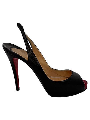 Christian Louboutin Christian Louboutin No Prive Slingback Pumps in Black Leather (view 1)