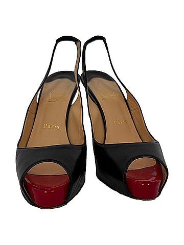 Christian Louboutin Christian Louboutin No Prive Slingback Pumps in Black Leather (view 2)