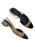 Veronica Beard 100% Leather Solid Black Tan Heels Size 9 1/2 - photo 3