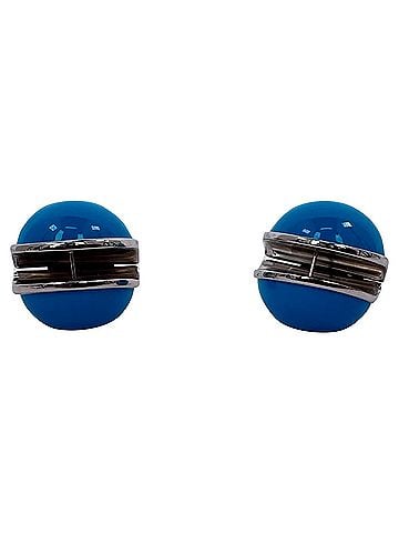 Alaïa Alaïa Sphere Enamel Earrings in Light Blue Brass (view 1)