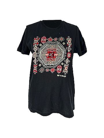 ETRO Etro Geometric Printed Crewneck T-Shirt in Black Cotton (view 1)