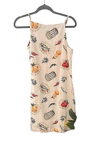 Magaschoni European Linen Fruit &amp; Sardine Print Mini Sundress Casual Dress (view 1)
