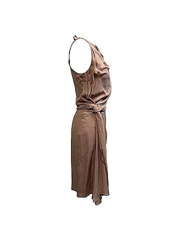Christian Dior Dior Side Knotted Midi Dress in Pink Silk (view 2)