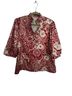 Cherry Berry Floral Red Short Sleeve Blouse Size L - photo 1