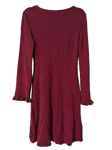 Ann Taylor Ribbed V-Neck Sweater Dress Casual Dress (view 2)