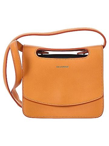 Jil Sander Jil Sander Flap Crossbody Bag in Orange Leather (view 1)