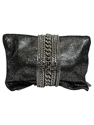 Jimmy Choo Jimmy Choo Chandra Chain Clutch Bag in Black Shimmer Leather (view 1)