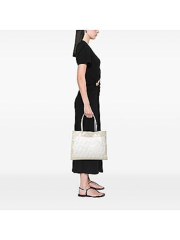 Fendi Coated Canvas Trimmed Zucca Mesh Tote (view 2)