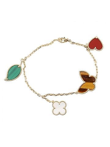 Van Cleef & Arpels Van Cleef &amp; Arpels Lucky Alhambra 4-Motif Bracelet, 18K (Yellow Gold), Women's, Gold Tone, VCARD79600 (view 1)