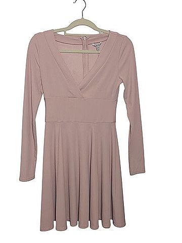 Guess Long Sleeve V-Neck Fit-and-Flare Dress Cocktail Dress (view 1)