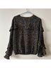 Max Edition 100% Polyester Polka Dots Black Tan Long Sleeve Blouse Size S - photo 5