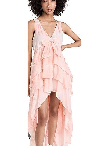 LoveShackFancy Risley peach twist Cocktail Dress (view 1)