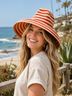 Cult Gaia 100% Straw Stripes Red Tan Hat One size - photo 5