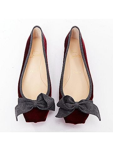 Christian Louboutin Christian Louboutin Minnie Flat velvet flannel ruched flats (view 1)