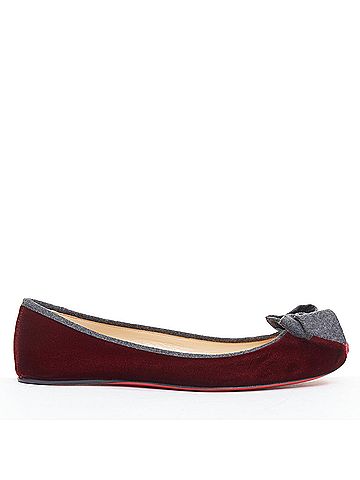 Christian Louboutin Christian Louboutin Minnie Flat velvet flannel ruched flats (view 2)