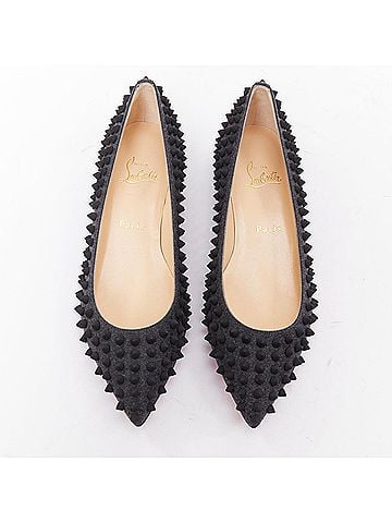Christian Louboutin Christian Louboutin Pigalle Spikes Flat flannel studded shoes (view 1)