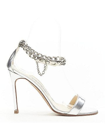 Manolo Blahnik Manolo Blahnik silver chunky chain lock ankle strap sandal (view 1)