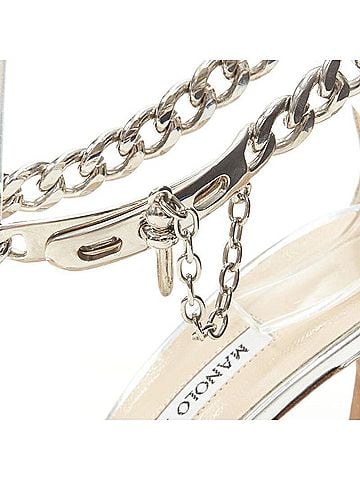 Manolo Blahnik Manolo Blahnik silver chunky chain lock ankle strap sandal (view 2)