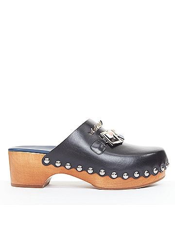 Fendi Fendi Hypnoteyes Monster Bag Bug stud brown wooden clog mules (view 1)