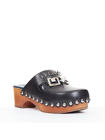 Fendi Fendi Hypnoteyes Monster Bag Bug stud brown wooden clog mules (view 2)