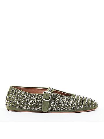 Alaïa Alaia La Ballerine suede crystal buckle maryjane flats (view 1)