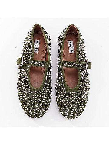 Alaïa Alaia La Ballerine suede crystal buckle maryjane flats (view 2)