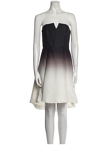 Halston Heritage Strapless Ombre Black to White Fit-and-Flare Dress Cocktail Dress (view 1)
