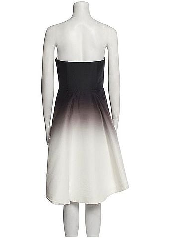 Halston Heritage Strapless Ombre Black to White Fit-and-Flare Dress Cocktail Dress (view 2)