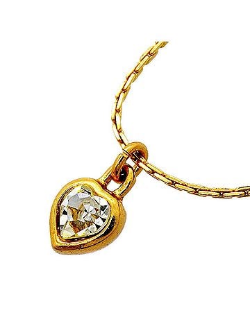 Christian Dior Christian Dior Necklace, Heart Motif, GP Plated, Rhinestone, Gold, Women's (view 1)