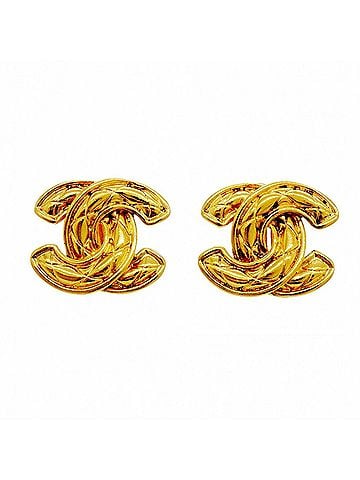 Chanel Chanel earrings, Coco Mark, Matelassé, GP plated, gold, women's. (view 1)