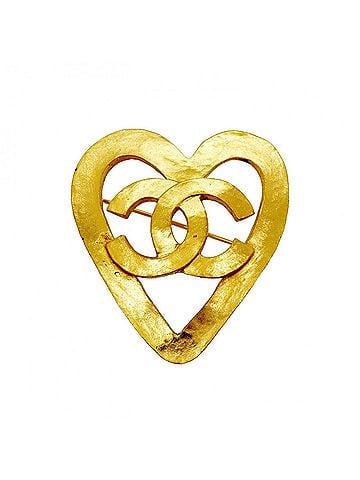 Chanel Chanel Brooch, Coco Mark Heart Motif, GP Plated Gold, Women's (view 1)