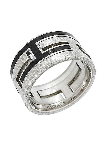 Hermès Hermes Ring Move H, Sterling Silver 925, Black, Size #52, Women's (view 1)