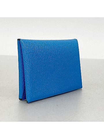Hermès Hermes Calvidio Verso Chevre Mysore Blue Zanzibar Wallet/Coin Case, Mint, K Stamp, Men's/Women's (view 2)
