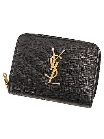 Yves Saint Laurent Yves Saint Laurent SAINT LAURENT PARIS Cassandra V-stitch Leather Bi-fold Wallet GUE403728 Black Women's (view 1)