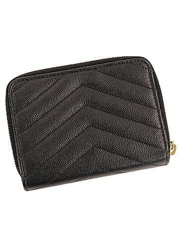 Yves Saint Laurent Yves Saint Laurent SAINT LAURENT PARIS Cassandra V-stitch Leather Bi-fold Wallet GUE403728 Black Women's (view 2)