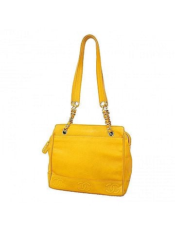 Chanel Chanel Triple Coco Shoulder Bag, Caviar Leather, Yellow, Women's, P3297574 (view 1)