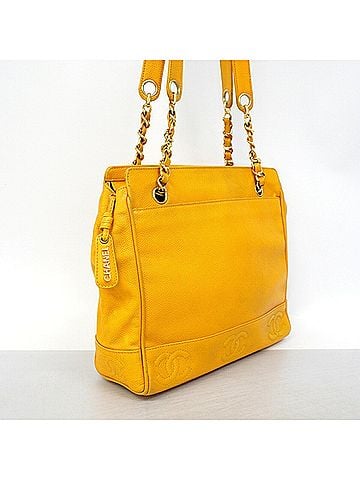 Chanel Chanel Triple Coco Shoulder Bag, Caviar Leather, Yellow, Women's, P3297574 (view 2)