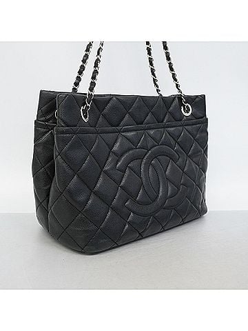 Chanel Chanel Matelassé Chain Tote Bag, Caviar Leather, Black, Women's, P3256747 (view 2)
