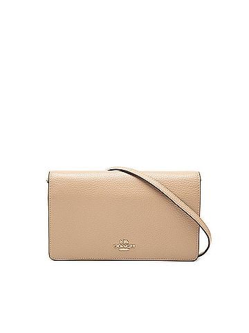 Coach Pebbled Leather Anna Foldover Clutch Crossbody (view 1)