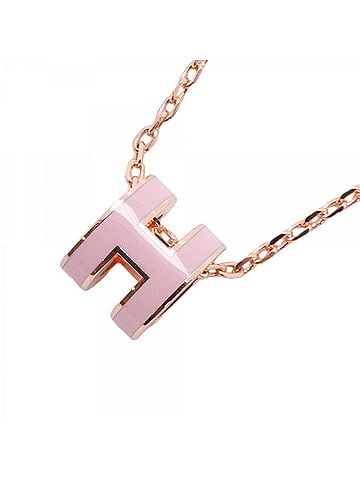 Hermès Hermes Mini Pop H Necklace, GP Plated, Pink Gold, Women's (view 1)
