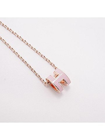 Hermès Hermes Mini Pop H Necklace, GP Plated, Pink Gold, Women's (view 2)