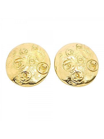 Chanel Chanel Earrings, Coco Mark Circle, GP Plated Gold, Women's (view 1)