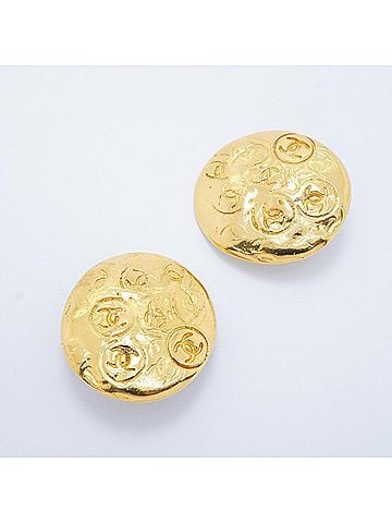 Chanel Chanel Earrings, Coco Mark Circle, GP Plated Gold, Women's (view 2)