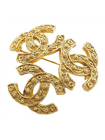 Chanel Chanel Brooch, Coco Mark Triple Coco, GP Plated Gold, Women's (view 1)
