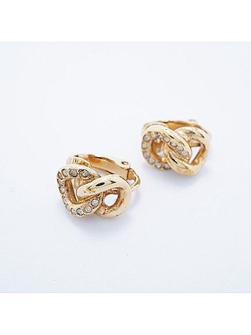 Christian Dior Christian Dior Earrings, GP Plated, Rhinestone, Gold, Women's (view 2)