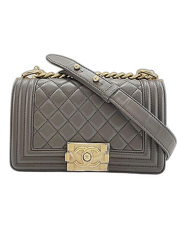 Chanel Chanel Boy Small Shoulder Bag, Lambskin, Brown (view 1)